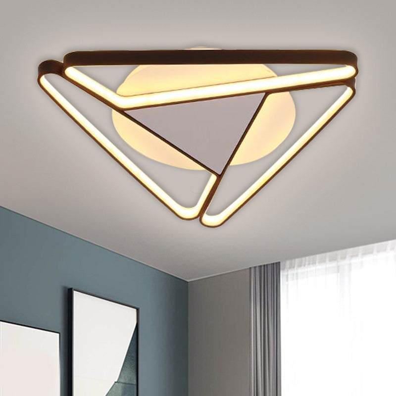Nordic Led Flush Ceiling Light Acrylic Shade Black/White Triangle Mount Warm/White 19.5/29 W