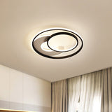 16’/19.5’ Metal Contemporary Led Flush Mount Light Fixture In Black With Warm/White