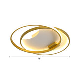 Gold Metal Led Flush Mount Ceiling Light With Modern Dual Ring Design For Bedrooms