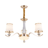 Gold Opaque Glass Conic Pendant Lighting - Simple 3-Light Chandelier Fixture