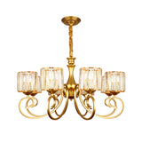8-Head Modern Prismatic Glass Chandelier Lamp - Gold Suspension Pendant Light