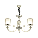 Dual-Layer Clear And Opal Glass Ceiling Lamp: 3-Head Minimalism Chandelier With Crystal Deco In