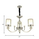 Dual-Layer Clear And Opal Glass Ceiling Lamp: 3-Head Minimalism Chandelier With Crystal Deco In