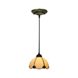 Hanging Tiffany Style Ceiling Light For Dining Room - White Glass Domed Fixture With Suspension 1