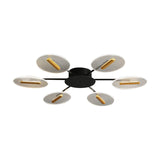 Nordic Acrylic Oval Semi Flush Light With Adjustable Shade - 6 Lights Black Mount