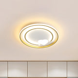 Gold Acrylic Flush Mount Light With Circle And Heart Modernist Design