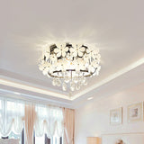 Modernist Crystal Flush Mount Light With Flower Decor - Black Ceiling Lamp 4 /