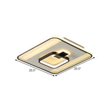 Black Square Flush Mount Led Ceiling Light Modern Acrylic Lamp 16.5/20.5 Width