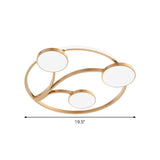 Gold Metal Circular Flush Light Modernity With Led Close To Ceiling Lighting - Branch Design