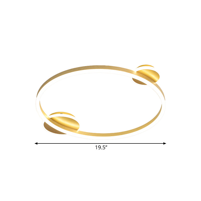 Modern Led Gold Halo Flushmount Ceiling Lamp In White/Warm Light 16/19.5 Dia