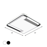 Modern Geometry Led Flush Fixture - 18/22 Width Black/White Acrylic Bedroom Lighting