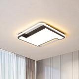 Modern Geometry Led Flush Fixture - 18’/22’ Width Black/White Acrylic Bedroom Lighting