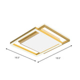 16/19.5 Gold Square Ceiling Flush Mount Led Metallic Flushmount Lighting Warm/White Light
