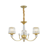 Modern Gold Crystal Block Chandelier - Barrel Dining Room Lighting 3/6 Suspended Pendant Lights