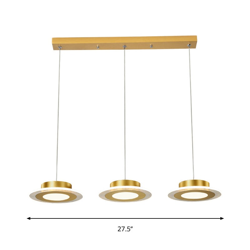 Contemporary Led Gold Chandelier - Round Acrylic Pendant Light Fixture In Warm/White