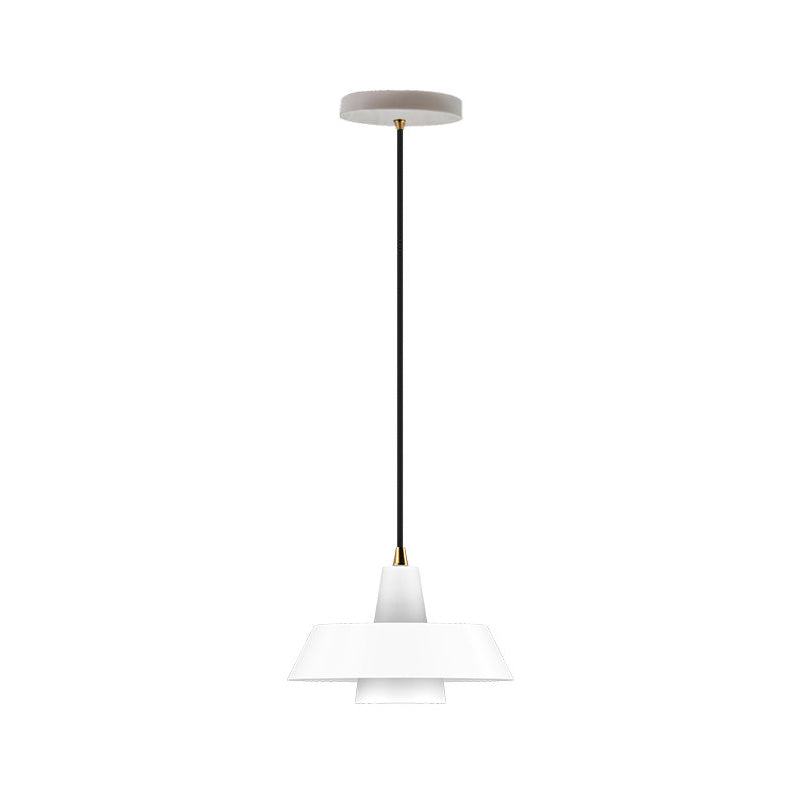 Minimalist Metallic Pendant Lamp With Black/White/Green Cap For Bedroom Lighting