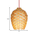 Rustic Pine Cone Hanging Light - Wooden Countryside Design 12/15 Width Beige Ideal For Dining Room