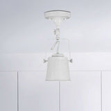 Antique Metal Bucket Shade Ceiling Lamp - Rotatable Semi Flush Pendant Light For Living Rooms 1 Bulb