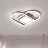 Gold/Coffee Acrylic Led Nordic Flush Mount Ceiling Light With Loving Heart Design - Warm/White