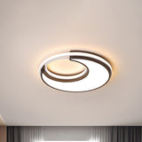 Black Minimalist Led Ceiling Lamp -Moon Flush Lighting Fixture For Bedroom Acrylic Design Warm/White