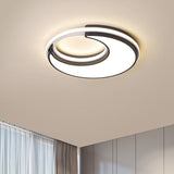 Black Minimalist Led Ceiling Lamp - Moon Flush Lighting Fixture For Bedroom Acrylic Design