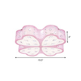 Kids Led Pink Flower Ceiling Light With Crystal Deco