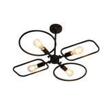 Modern 4-Light Black Metal Ceiling Mount Lamp For Living Room