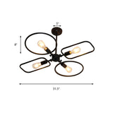 Modern 4-Light Black Metal Ceiling Mount Lamp For Living Room