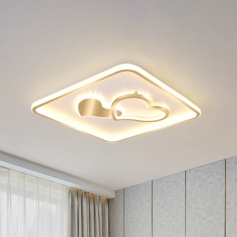 Led Flush Mount Ceiling Lamp Fixture - Acrylic Square Design Gold 16/19.5 Width / 16