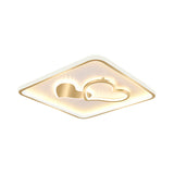 Led Flush Mount Ceiling Lamp Fixture - Acrylic Square Design Gold 16/19.5 Width