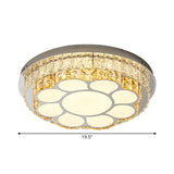 Modern Led Chrome Ceiling Light With Crystal Block Shade For Bedroom