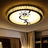 Modern Led Chrome Flushmount Ceiling Lamp With Blossom Pattern Circle-Close Design