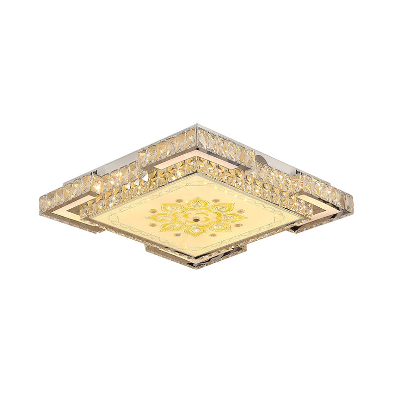 Minimalist Crystal Led Flush Mount Ceiling Fixture In Chrome
Or
Faceted Chrome