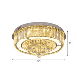 Modern Chrome Led Floral Ceiling Light With Faceted Crystal 18-19.5 Width