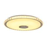 Modernist Slim Round Flush Mount Crystal Block Led Ceiling Fixture In Chrome - 16’/19.5’ W For