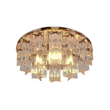 Faceted Crystal Starfish Led Semi Flush Light For Hallways With Warm/White In Rose Gold