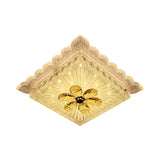 Modern Led Crystal Square Flush Mount Ceiling Light Fixture In Warm/White With Scalloped Edge