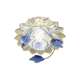 Modern Globe Flush Mount Ceiling Light With Crystal Maple Leaf Deco - Blue/Tan Warm/White 1 Bulb