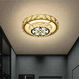 Modernist Flush Mount Led Crystal Ceiling Light In White With Flower Pattern Warm/White / Warm Round