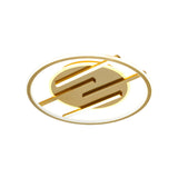Gold Led Bedroom Ceiling Lamp: Simplicity Circle Flush Light Fixture - Aluminum 16.5/20.5 Width