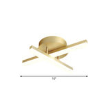 Minimal Acrylic Led Gold Linear Flush Mount Ceiling Light For Bedroom - Warm/White Lighting Fixture