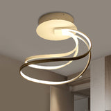 Modern Led Bedroom Ceiling Mount Light With Circle Metal Shade In Warm/White
