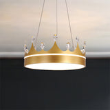 Modern Metal Crown Chandelier Light With Led Suspended Lighting And Crystal Deco - Pink/Blue/Gold