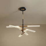 Modern Led Pendant Chandelier In Black-Gold Warm/White Light - 31.5’/35.5’ Wide