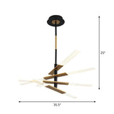 Modern Linear Bedroom Pendant Lighting Black-Gold Chandelier Lamp With Acrylic Shades - 31.5/35.5
