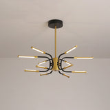 Minimalist Black-Gold U-Shape Chandelier With 12-Head Metallic Design – Warm/White Light