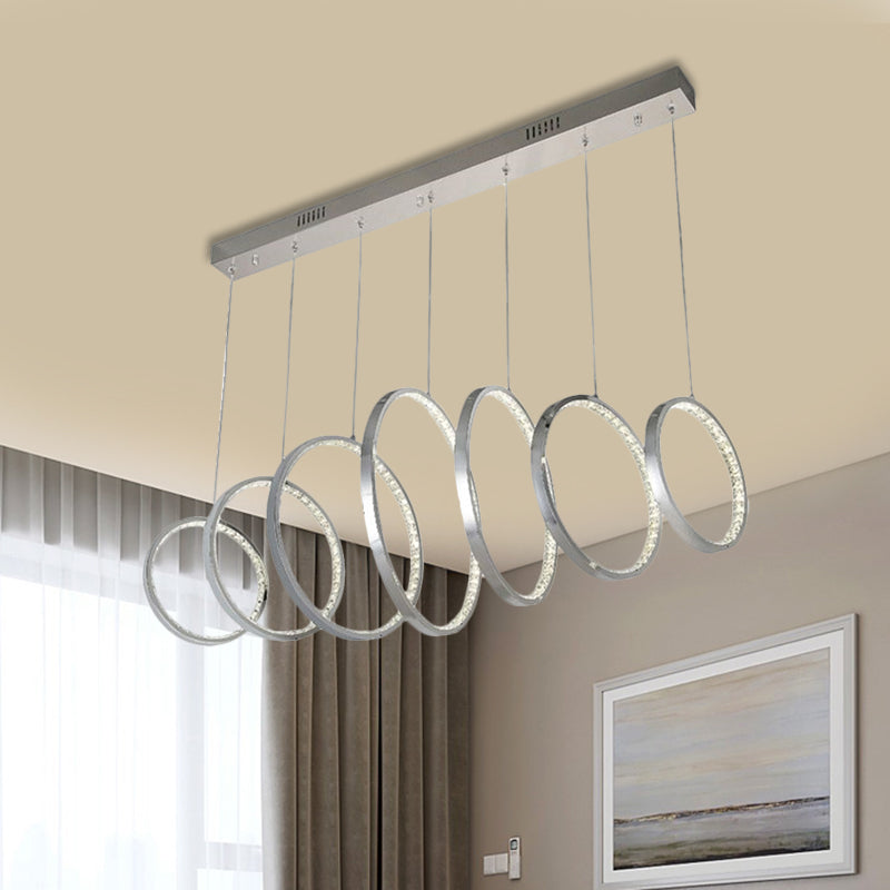 Modern Chrome Hoops Pendant Ceiling Light With Led Ideal For Kitchen