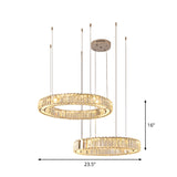Minimalist Crystal Rectangle Chrome Led Hoop Pendant Light Kit