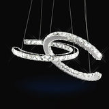 Simplicity Led Hanging Ceiling Lamp - Stainless-Steel C-Shape Multi Pendant With Crystal Shade