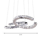 Modern Led Crystal Pendant Lamp With Warm/White Light And Stainless-Steel C-Shape Design